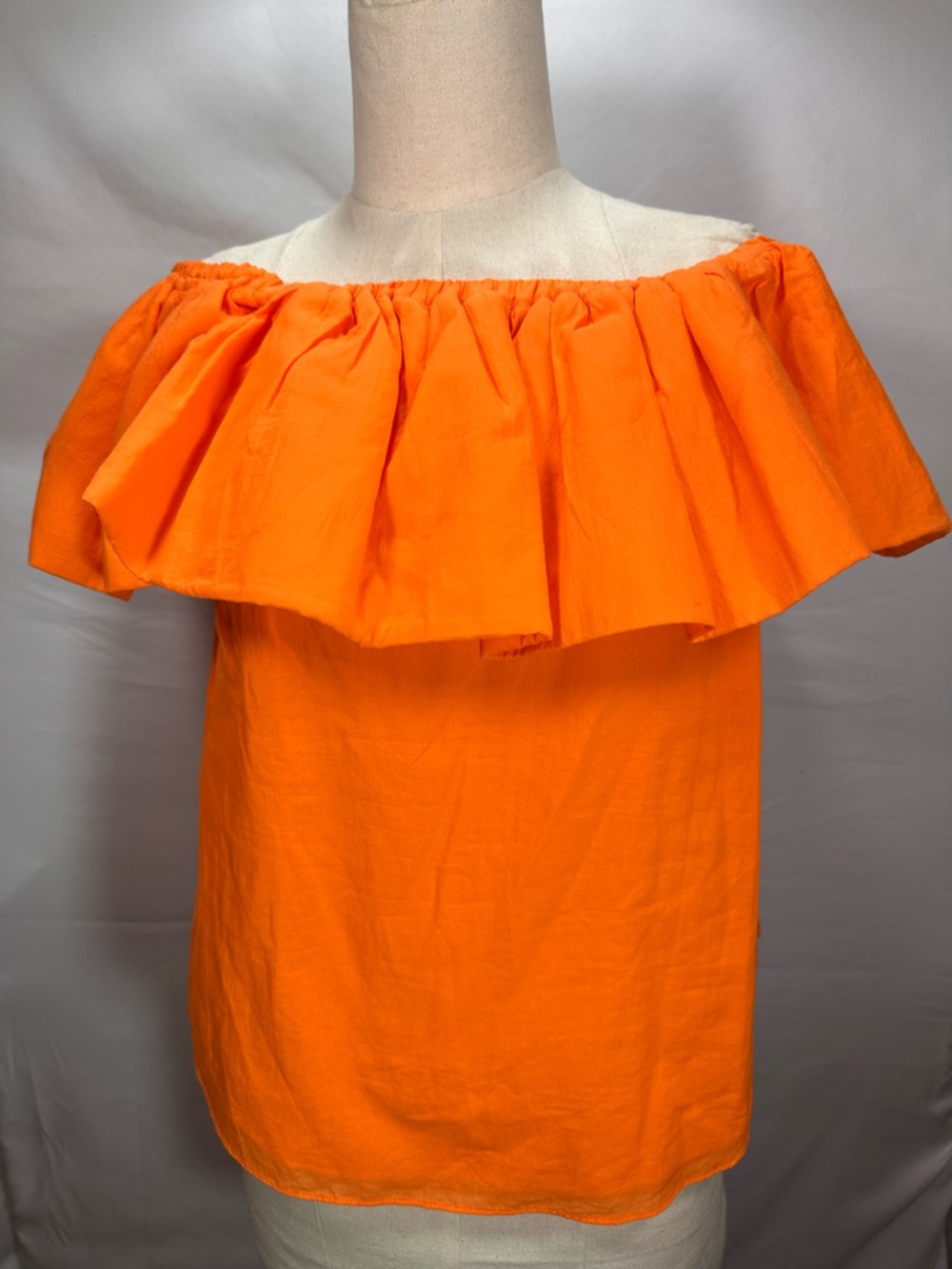Trina Turk Cotton Bright Orange Off-Shoulder Ruffle Top size medium